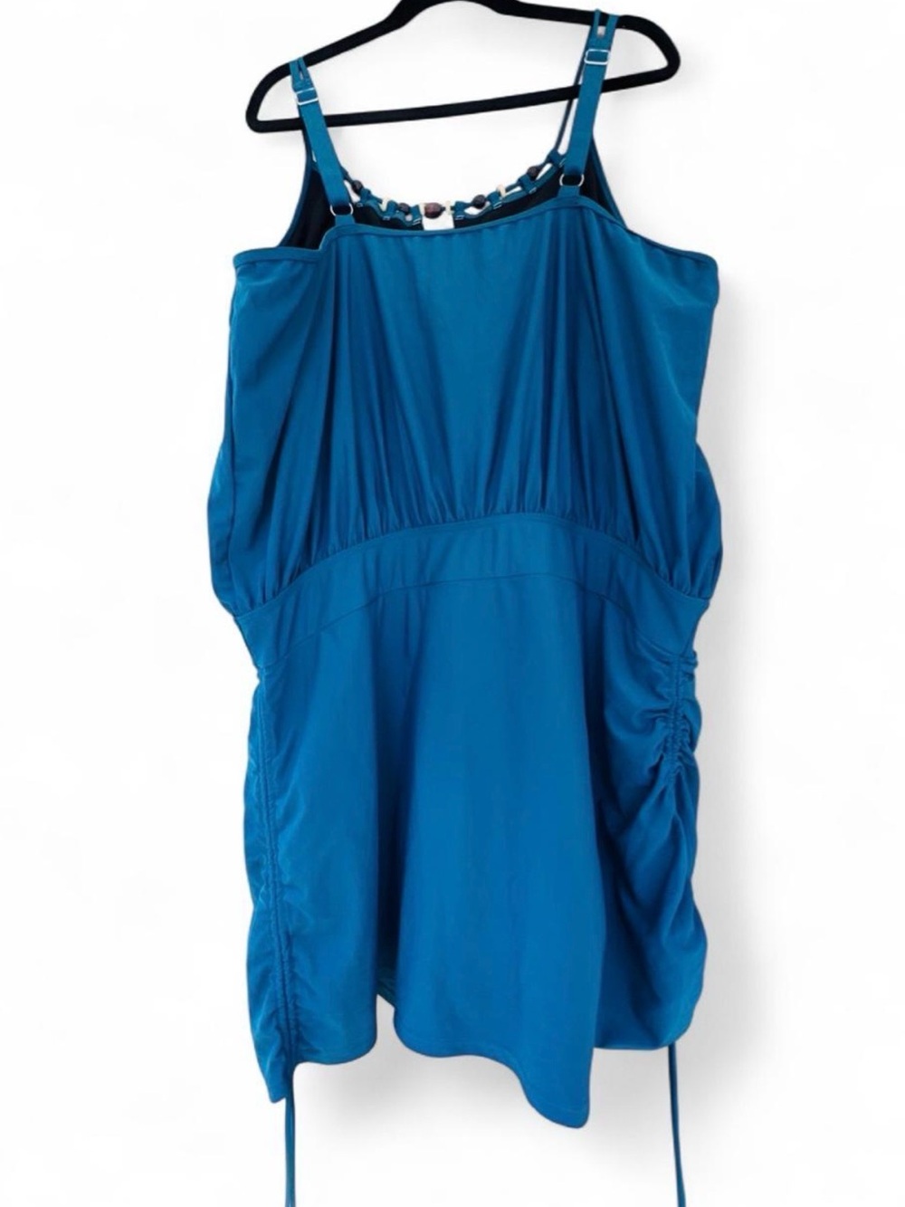NWT BloomChic Size 26 Solid Teal Keyhole Swim Romper Pockets One Piece 4X - Picture 3 of 11